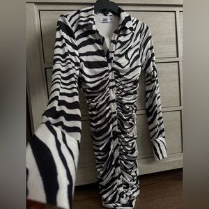 Zebra Print Ruched Dress